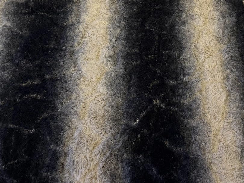 Tissu en fausse fourrure synthétique effet vieilli Noir 5 m pour couture et plaid