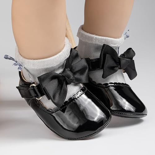Miniatura 3 de Oamico Zapatos planos Mary Jane para bebés y niñas, suela de goma antideslizante con Bownot para primeros pasos, zapatos de vestir de boda