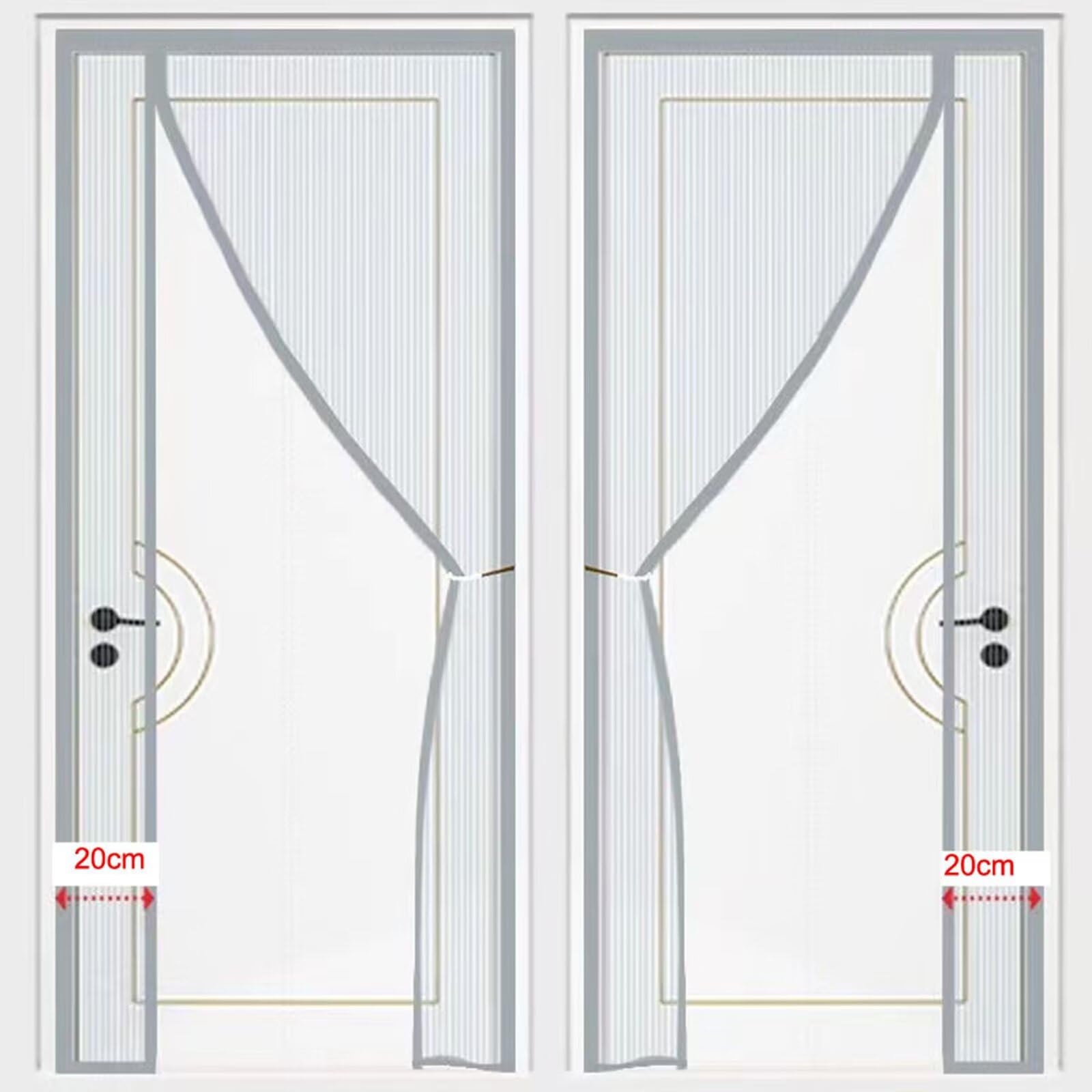 Moustiquaire magnétique pour porte-fenêtre - 130x220 cm - Rideau anti-moustiques pour porte d'entrée avec fermeture automatique par aimants - Anti-moustiques Mouches Insectes,gris
