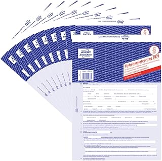 AVERY Zweckform 2873-10 Mietvertrag für Wohnungen und Häuser (Einheitsmietvertrag mit Übergabeprotokoll und Hausordnerung, 5-seitiges Formular in A4, selbstdurchschreibend) 10 Stück, blau