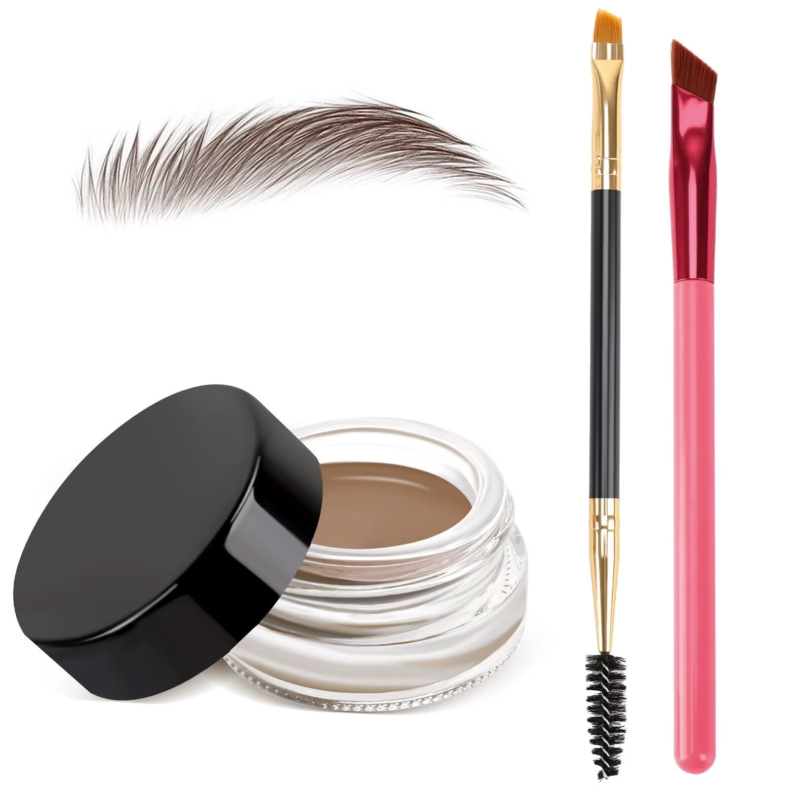 3 IN 1 Eyebrow Gel Kit With 2 Eyebrow Brushs,【High Pigment】,【Waterproof】,【Long Wearing】, Eyebrow Pomade For All Skin Tones, #07 taupe