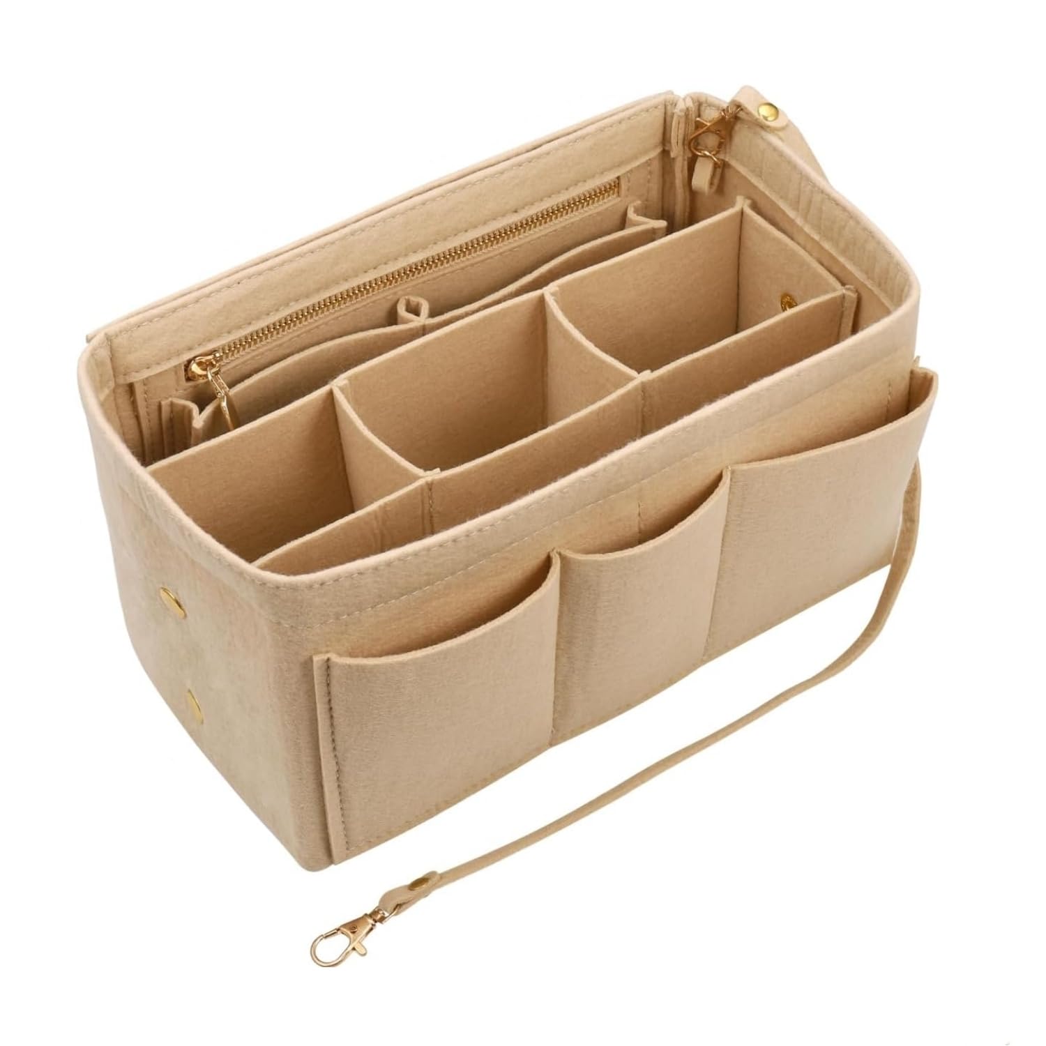NirchoNircho Handbag Organiser Insert, Multi-Pocket Felt Toiletry Bag Insert Storage Pouch Tote Bag Insert Large Capacity Women Travel Makeup Organizer Tote Bag Insert, Beige