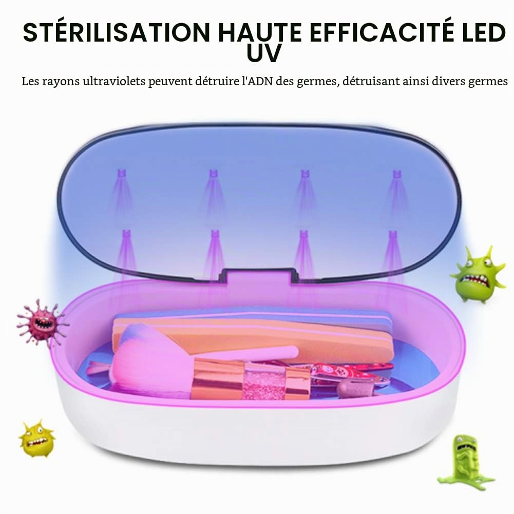 Machine germicide professionnelle UV, boîtier stérilisateur UV pour stérilisation des outils de manucure et de tatouage, certification CE pour 99,99 % des bactéries, UV, charge USB