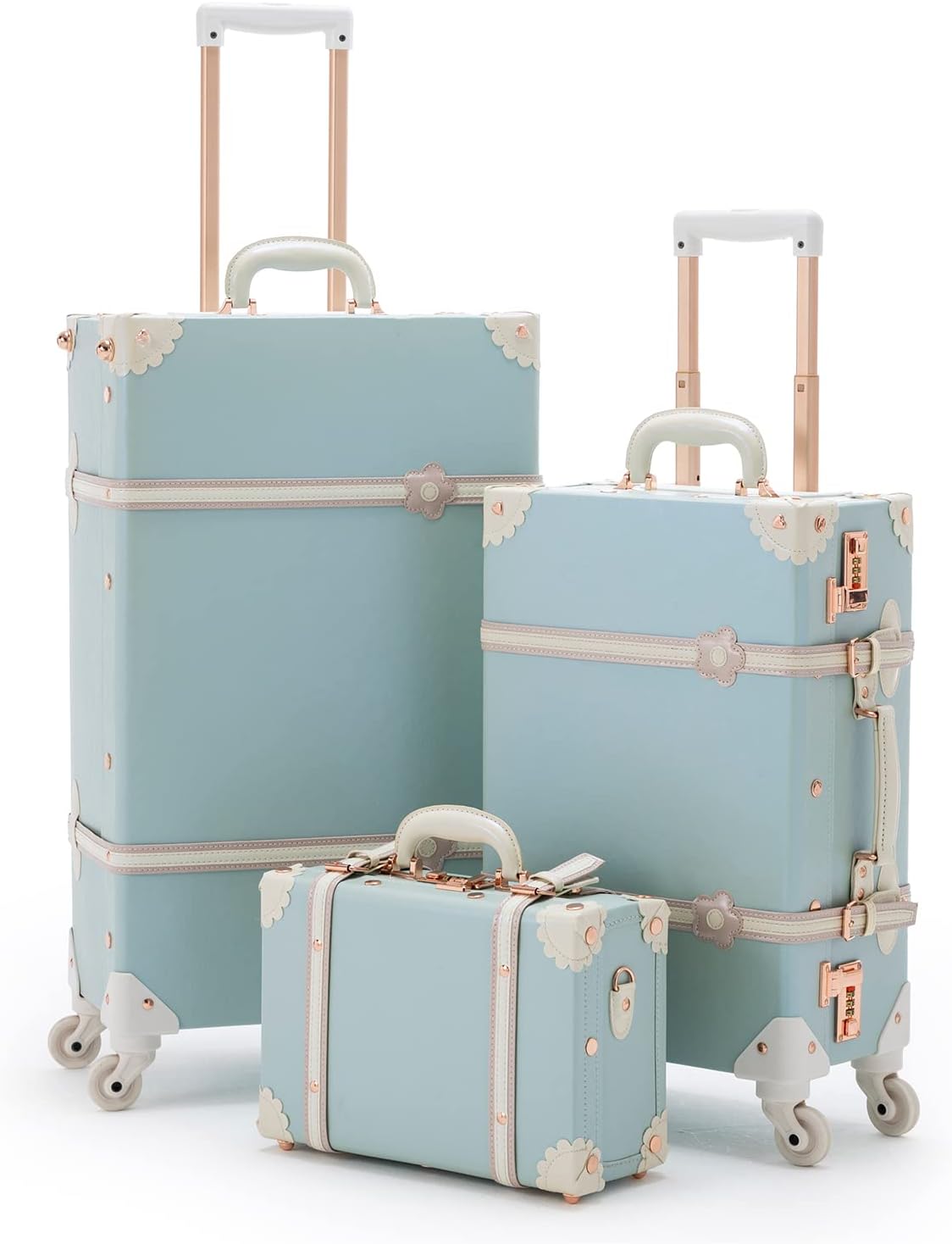 COTRUNKAGE 3 Piece Vintage Luggage Set TSA Lock Vintage