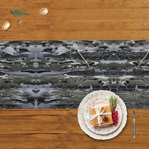 Chemin de table cuisine long et rustique style camouflage arbre froid pour buffet - 4