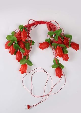 Glimmer Lightings Rose 8 Meters String Light for Home Decor Festival Party Diwali Christmas Decoration- Red