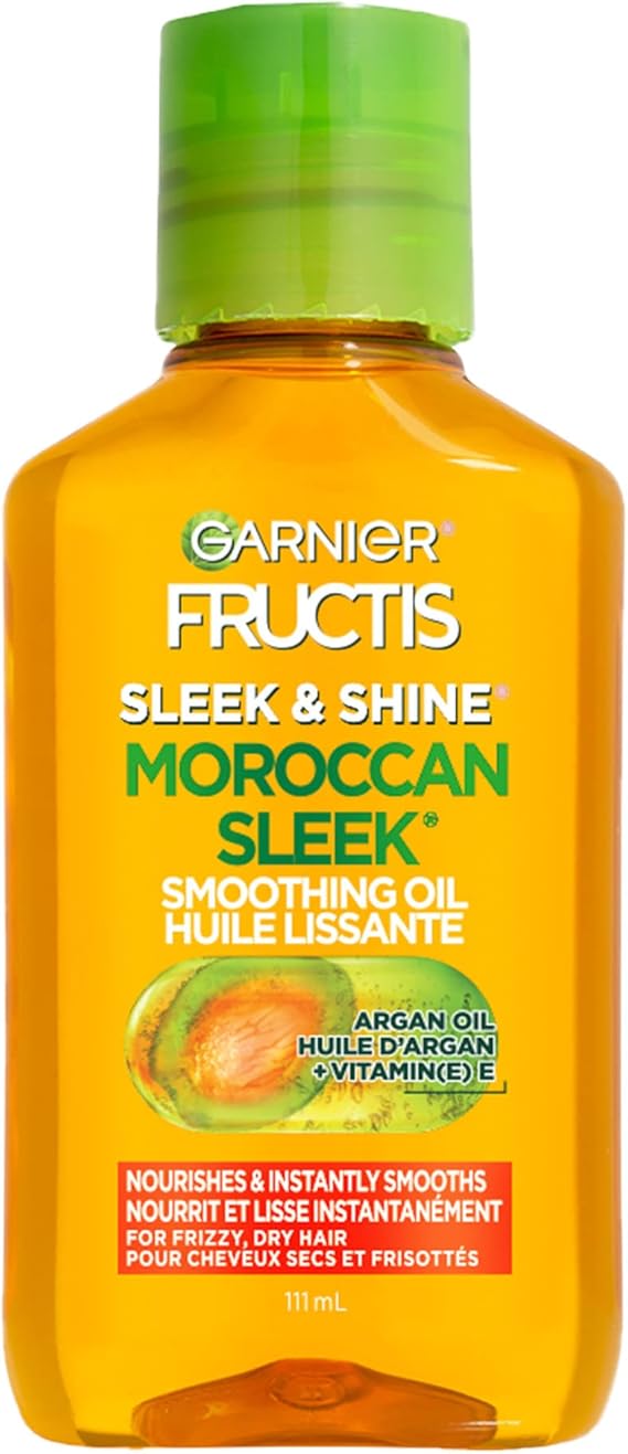 Garnier Fructis Moroccan Sleek Hair Oil Treatment for Frizzy and Dry Hair, Instant Sleek, with