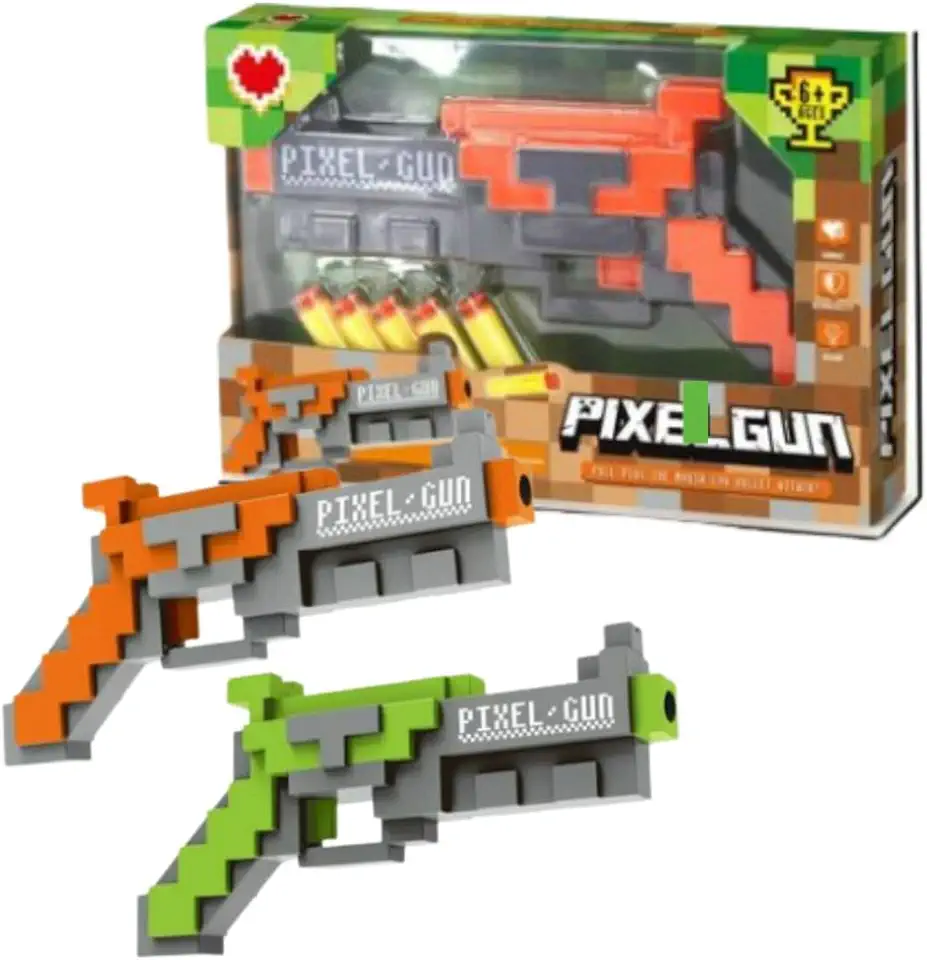 Lança Dardos Arma Tipo Nerf Pixel Gun 6 Pçs