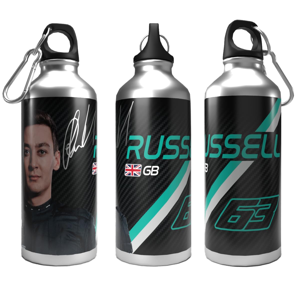 Partisan Multicolour Water Bottle Russell 2-Lid Aluminium 600Ml Silver