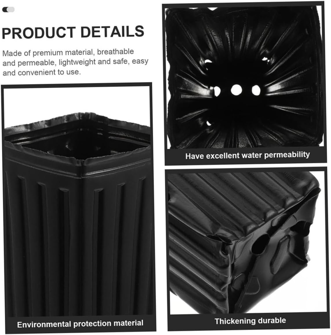 FAVOMOTO 60pcs Thickened Black Citrus Nursery Starter Pots 10x30cm Square Plant Grow Cups for Indoor Outdoor Container Gardening