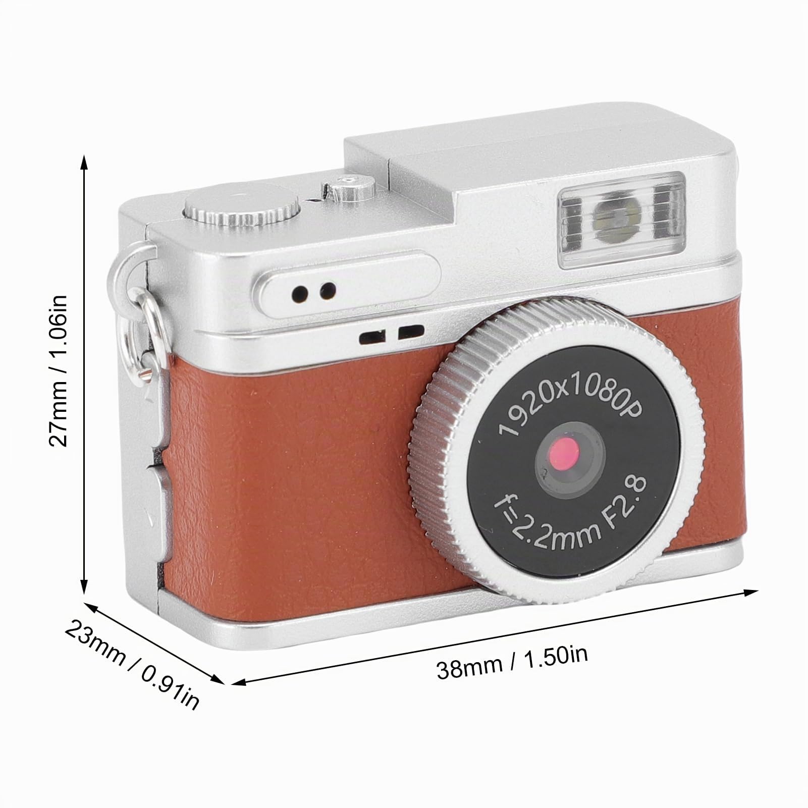 Topiky Petit Appareil Photo Numérique Rétro, 1080p FHD 0,96 Pouce Mini Clés de Caméra, Appareil Photo Numérique Portable Ith LED Bill Light Light 4 Filtres, Enregistreur Vidéo de Poche (Brown)