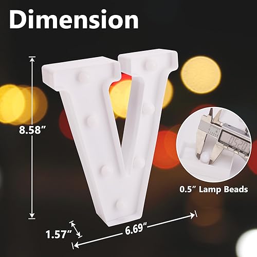 Miniatura 101 de Letrero LED de marquesina, letras iluminadas del alfabeto, letras LED que funcionan con pilas, para luz nocturna, bodas, cumpleaños, fiestas, Letra E