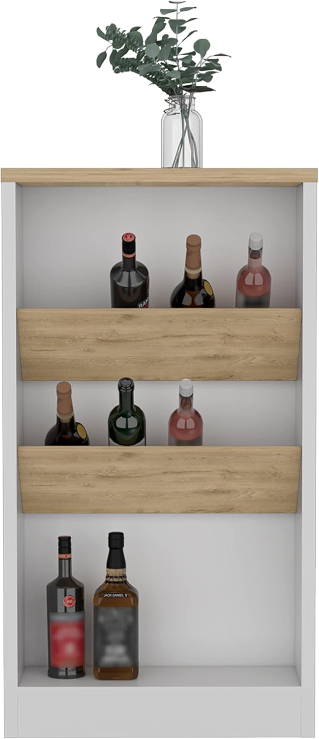 Kitchen Island with Particle Board Construction, 2 Bottle Organizer and Shelf, 41" H, White /, Kitchen Storage & Display, 35.8" W x 22.8" D