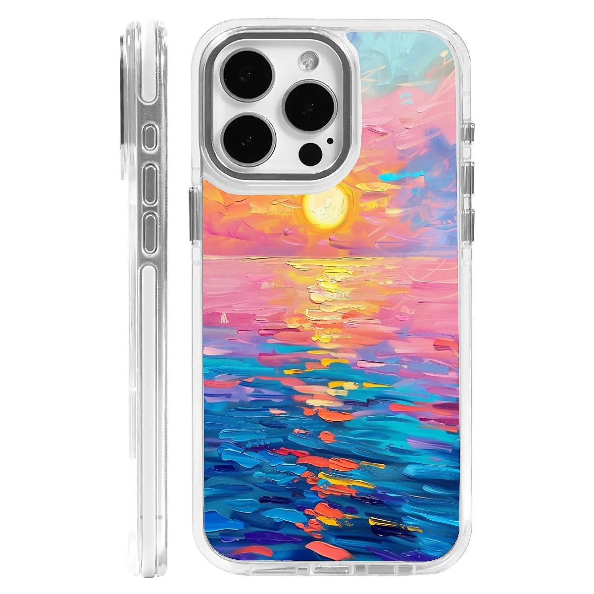 CARLOCA for iPhone 13/iPhone 14 Compatible with Magsafe White Clear Case, Shockproof Soft Silicone Protection Magnetic Charge Fashion Pattern Oil