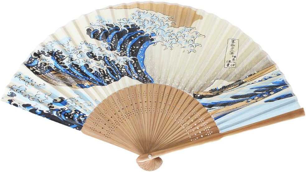 First ArrowJapanese Handheld Folding Fan Sensu with Ukiyo-e (Kanagwa-Oki nami ura)