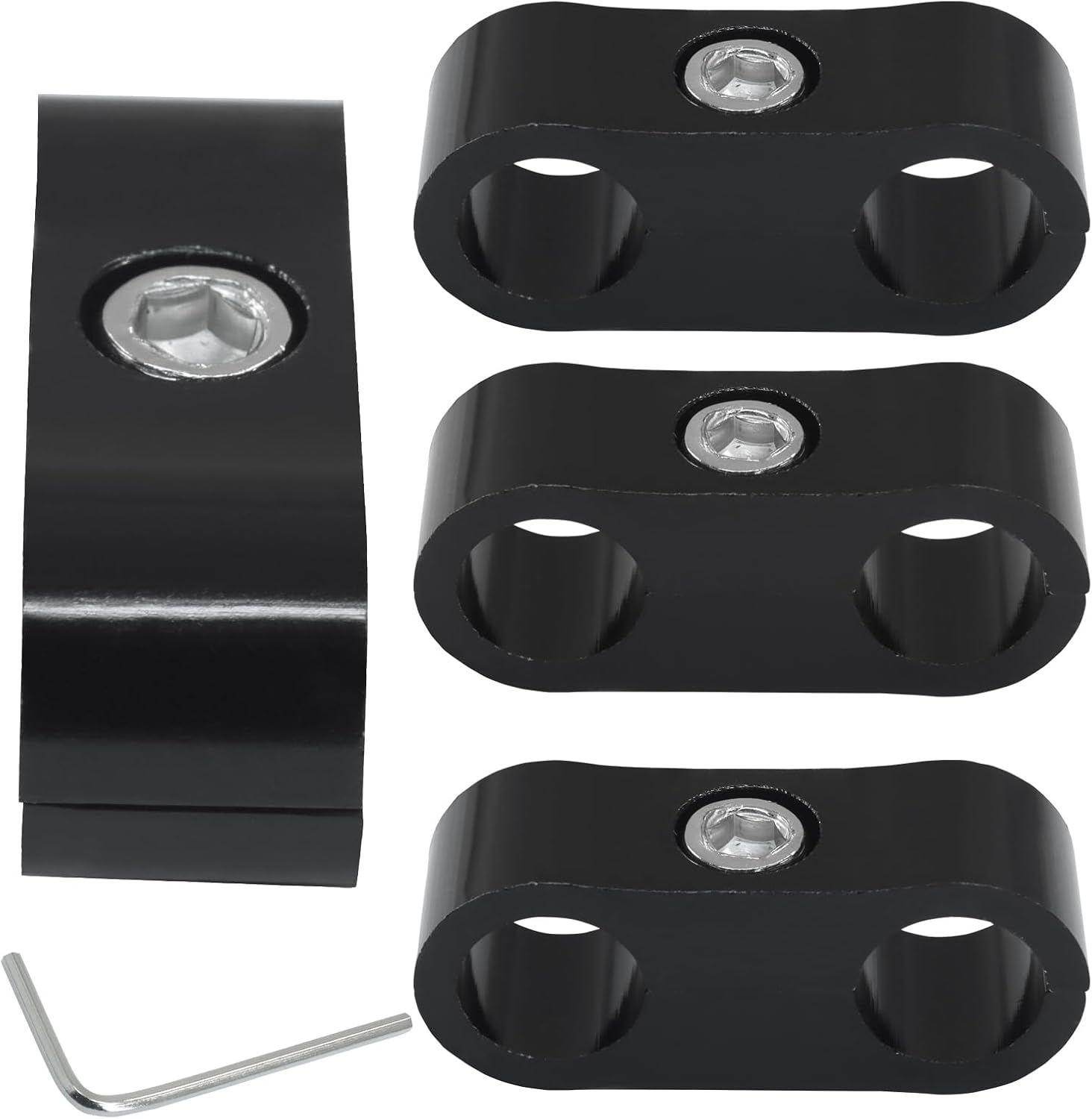 Murtenze 4 Pack AN4 Hose Separator Clamp, Aluminum Fuel Line Mounting Clamp, Black Hose Fitting Adapter, for Fuel Hose, Oil Line, Brake Line and Gas Line