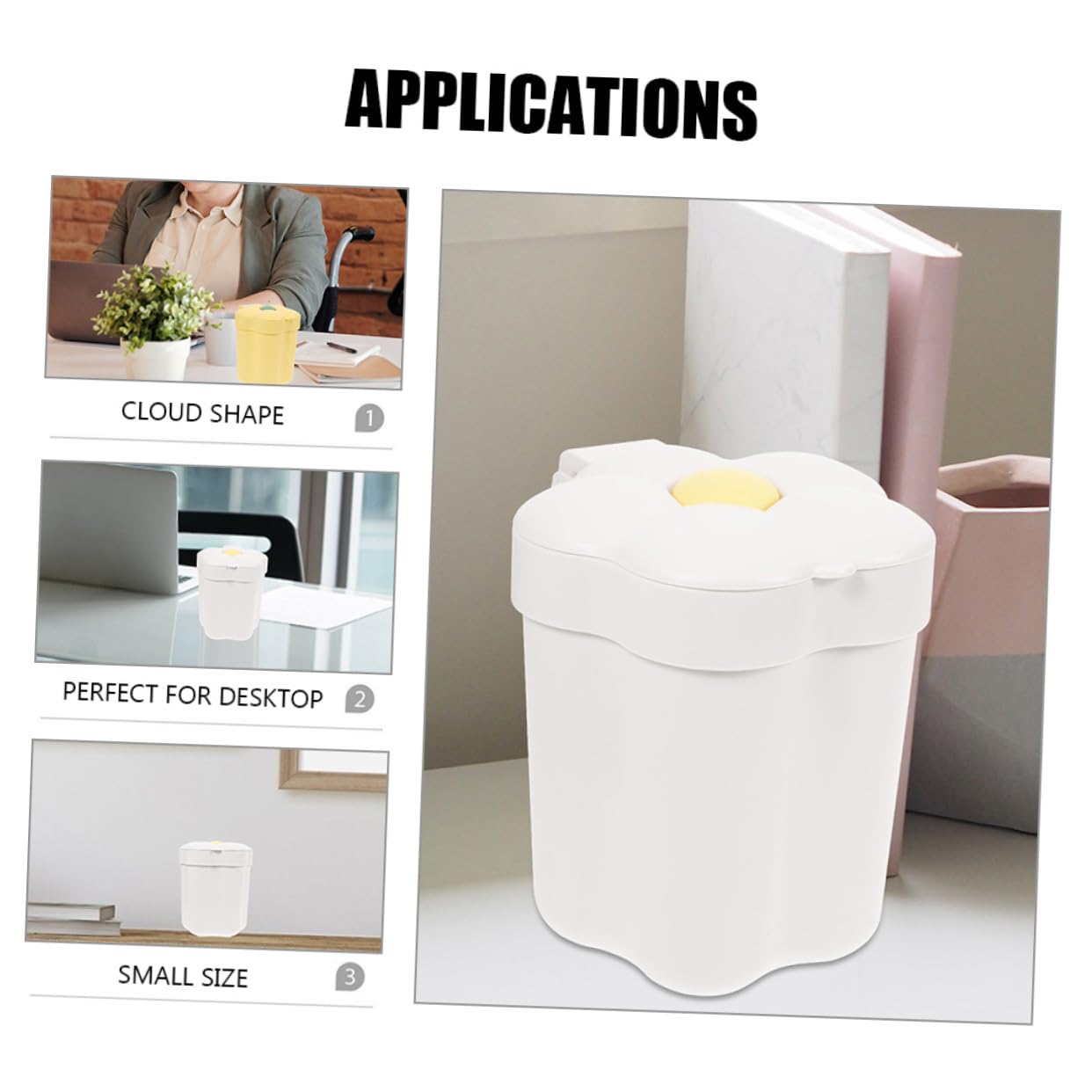 NUOBESTY 2pcs Mini Desktop Trash Can Lid Cute Cartoon Shaped Wastebasket for Home Office Kitchen and Bathroom Compact Garbage Bin for Easy Storage and Organizing