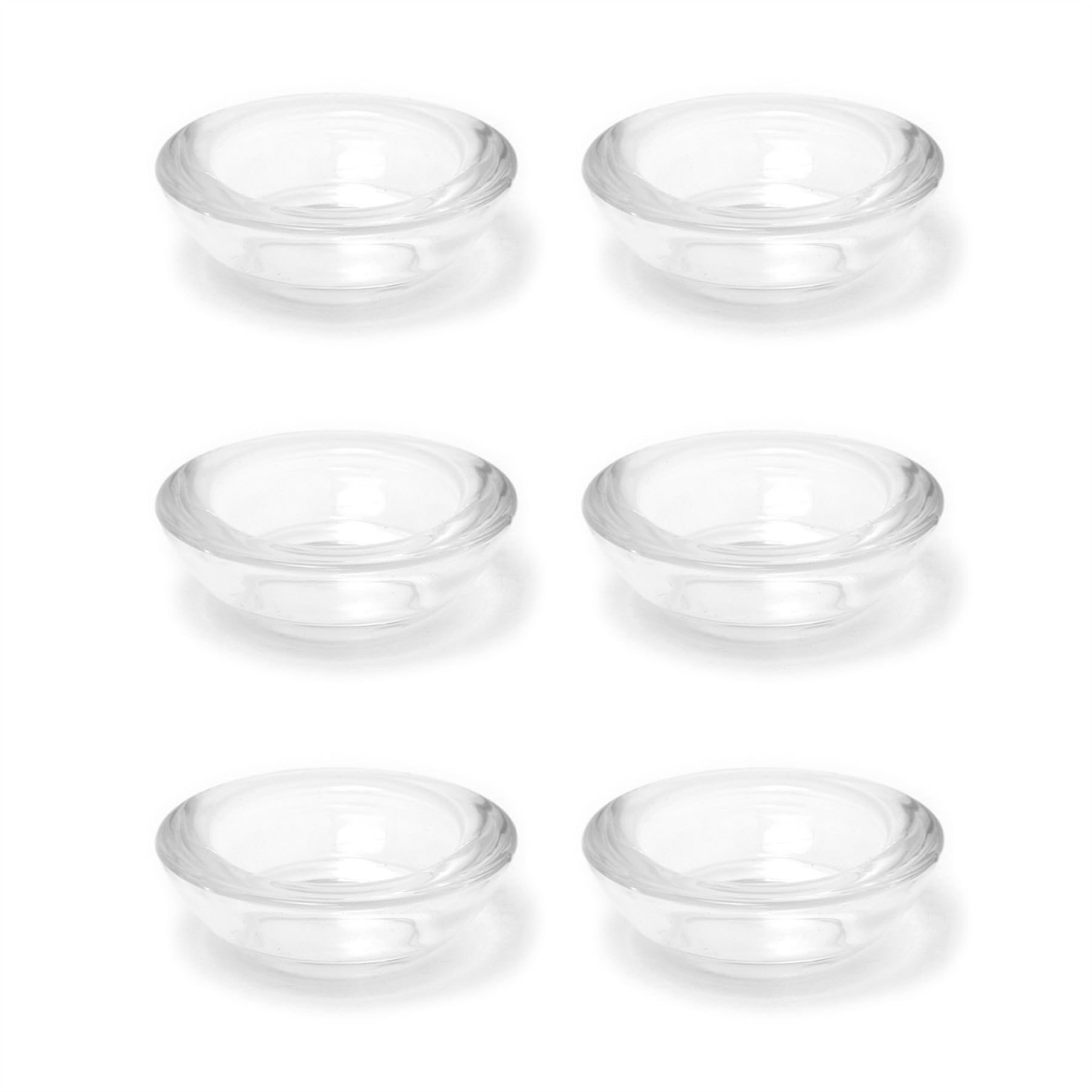 Set of 6 Clear Glass Tea Light Holders | Pack of 6 Round Tealight Candle Holders | Glass Candle Holders Votive Candle Pots