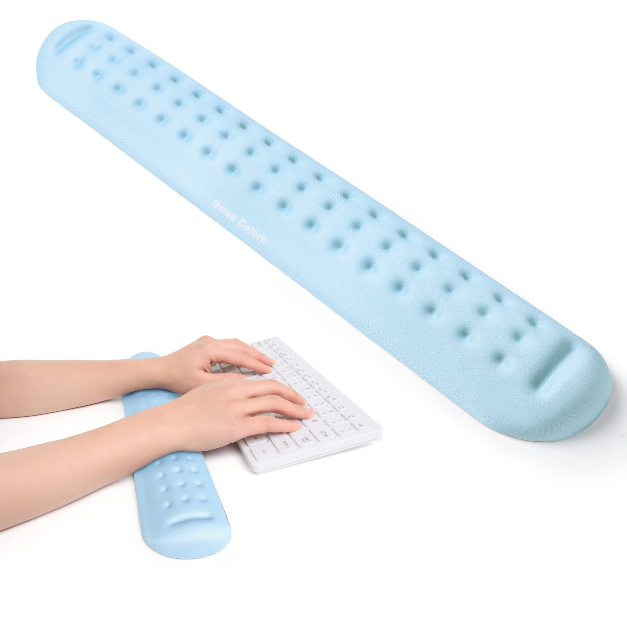 Univo Colors Light Blue Superfine Memory Foam Keyboard Wrist Rest Soft Gel Ergonomic Wrist Support Pad for Computer, Laptop, Office, Gaming, Typing