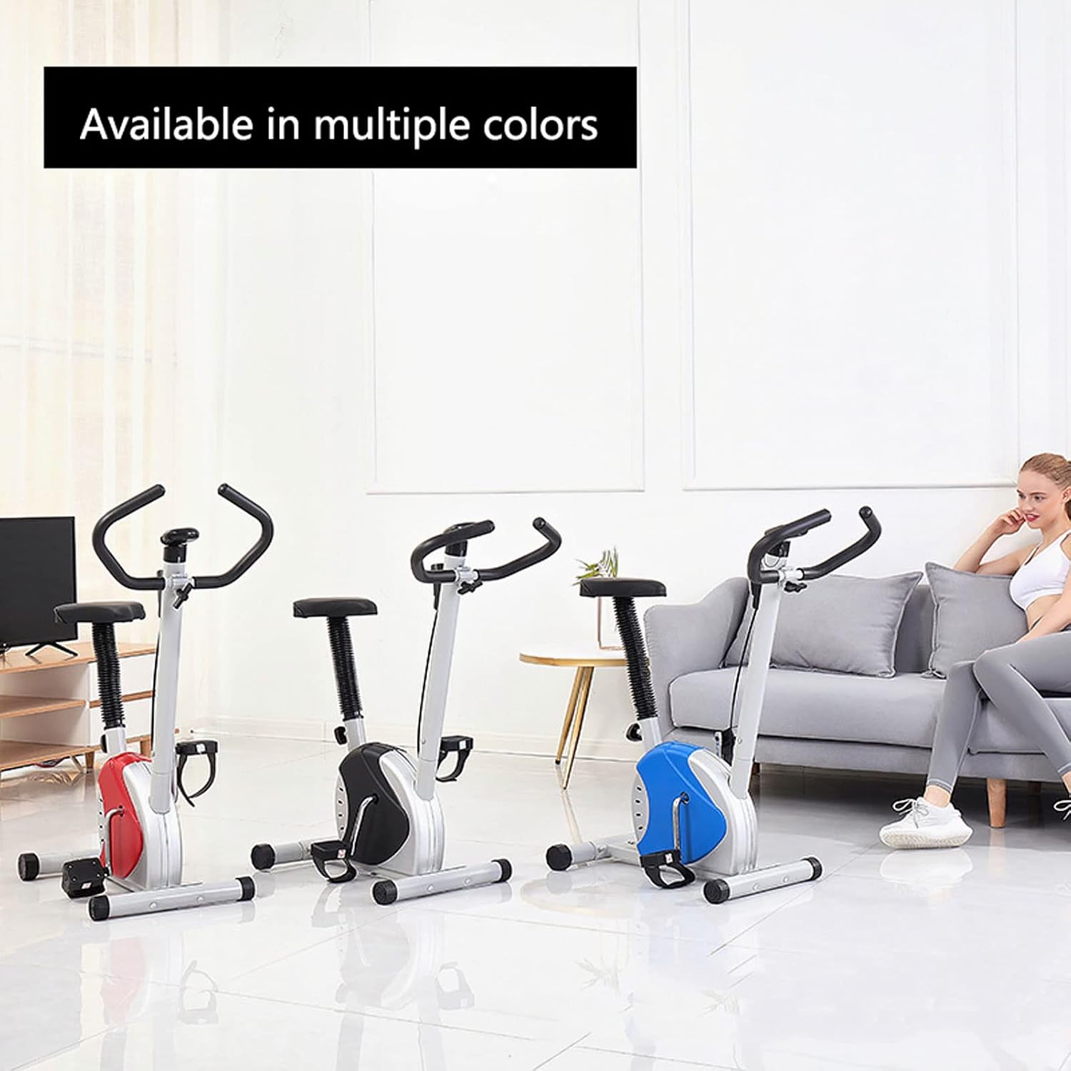 Exercise Bike Fitness Bicycle Indoor Trainer with LCD Display Adjustable Resistance Smooth and Quiet Cycling 120Kg Max Weight,Black