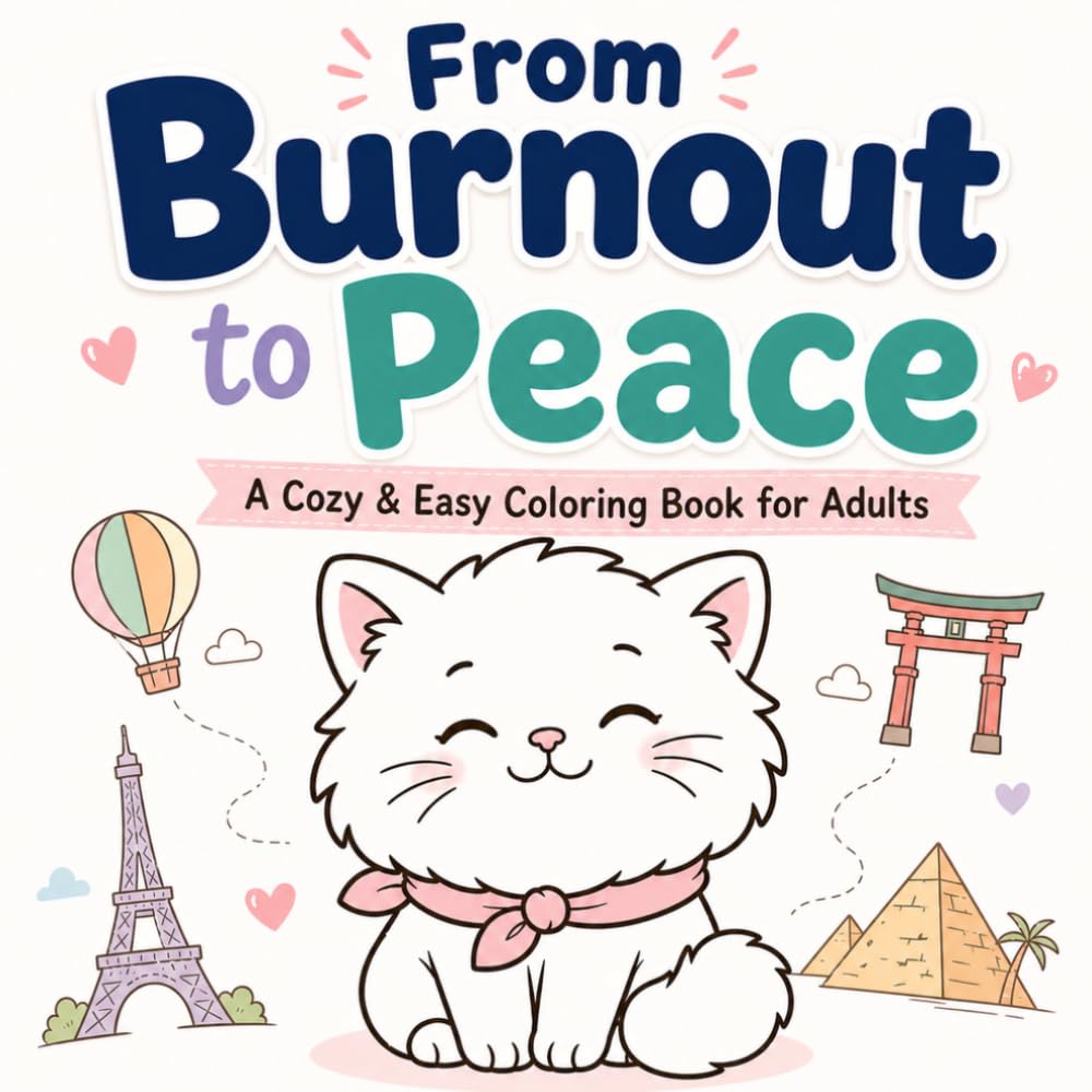 From Burnout to Peace: A Cozy & Easy Coloring Book for Adults