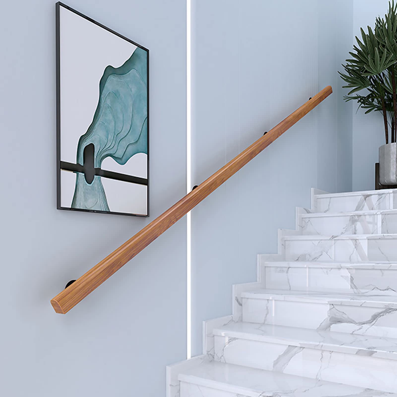 Pasamanos De Madera, Pasamanos De Pared De Madera Maciza, Utilizados En Interiores/Al Aire Libre, Hogar, Villas, Ancianos Y Niños Pasamanos De Madera, Barandas De Madera Autoam(Size:150cm)