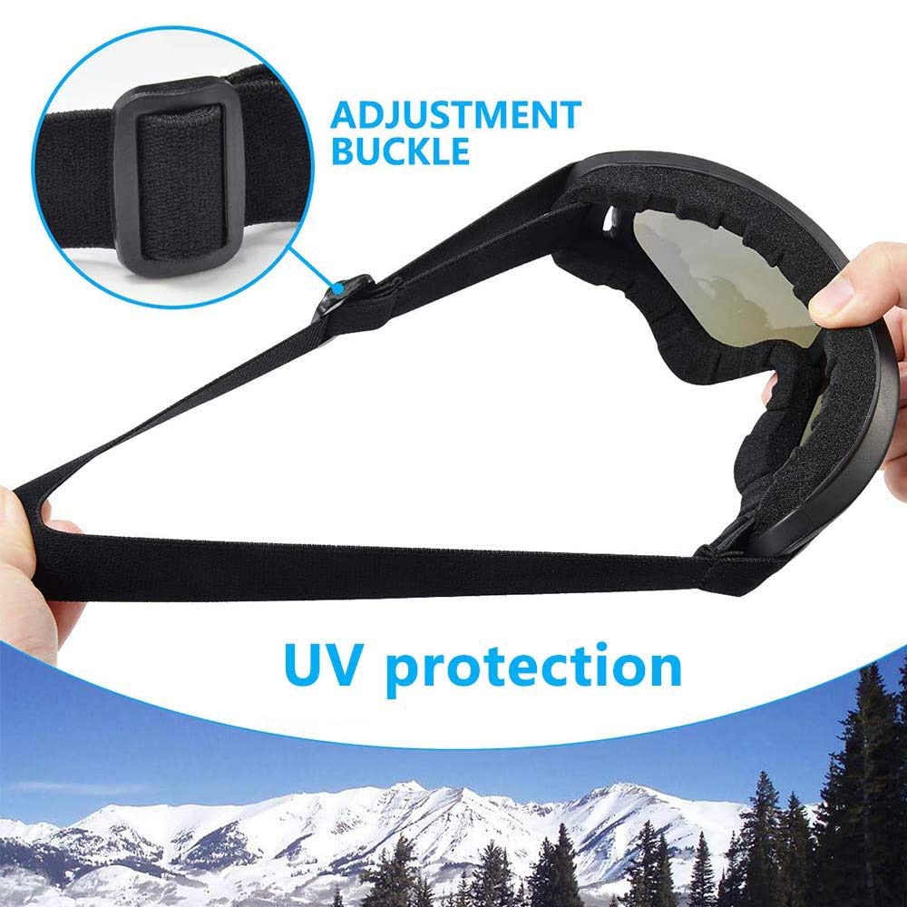 2 Pièces Lunettes de Ski de Plein Air, Lunette de Ski Homme & Femme, Ajustable Brise-vent Protection UV PC ère Lunettes de Neige pour Le Ski pour l'Alpinisme, Le Ski, Le Surf (Coloré, Gris)