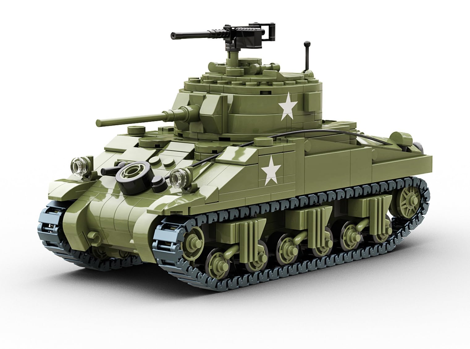 Bloc de construction de modèle Sherman Tank Brique W2 USA M4 785 pièces