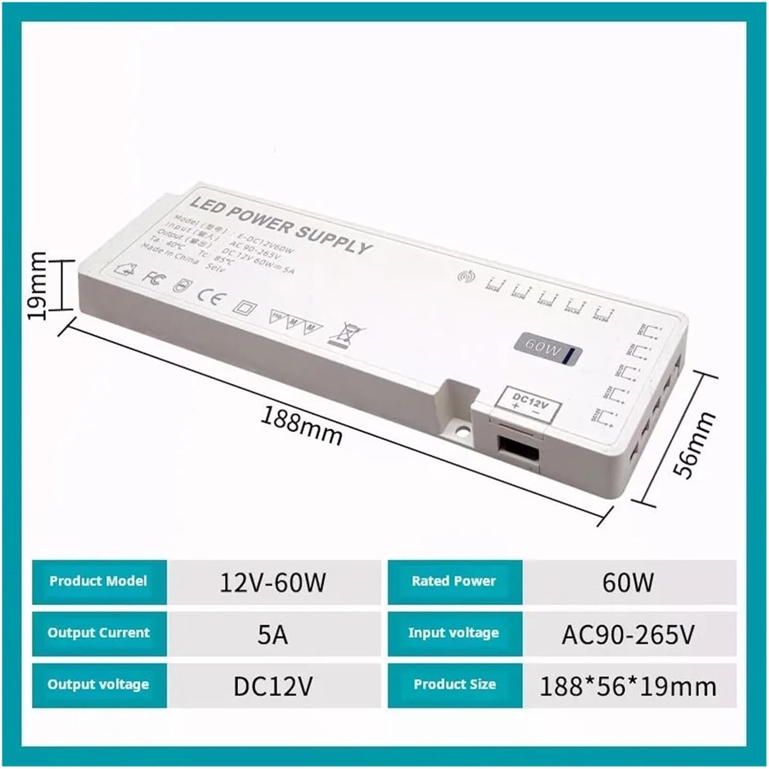 Ultra-Thin DC12V 36W 60W 100W Power Supply AC110V 260V Transformer Cabinet Lighting LED Driver(12V US Plug,36W LED Driver)