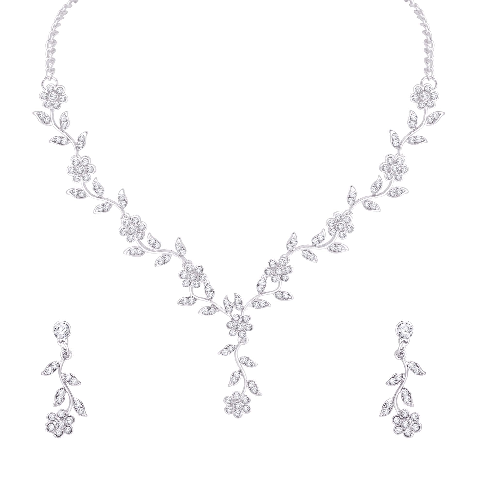 American Diamond Necklace with Earrings Jewellery Set for Women | Elegant Jewelry Set Perfect for Party, Wedding, Engagement-image-26
