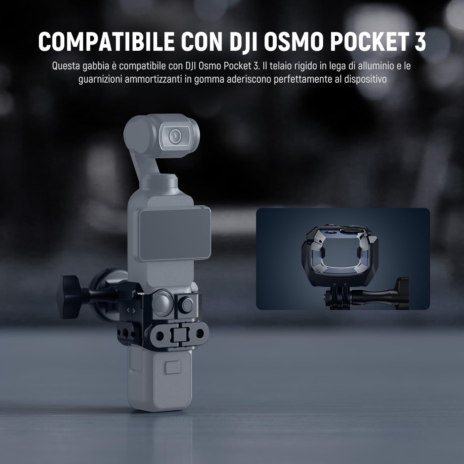 NEEWER Pocket 3 Cage Compatibile con DJI Osmo Pocket 3 e Creator Combo Accessori, Rig di Estensione per Riprese Video Gimbal con Adattatore Action Cam, Filettatura 1/4", ColdShoe, Panno Pulizia, AC009