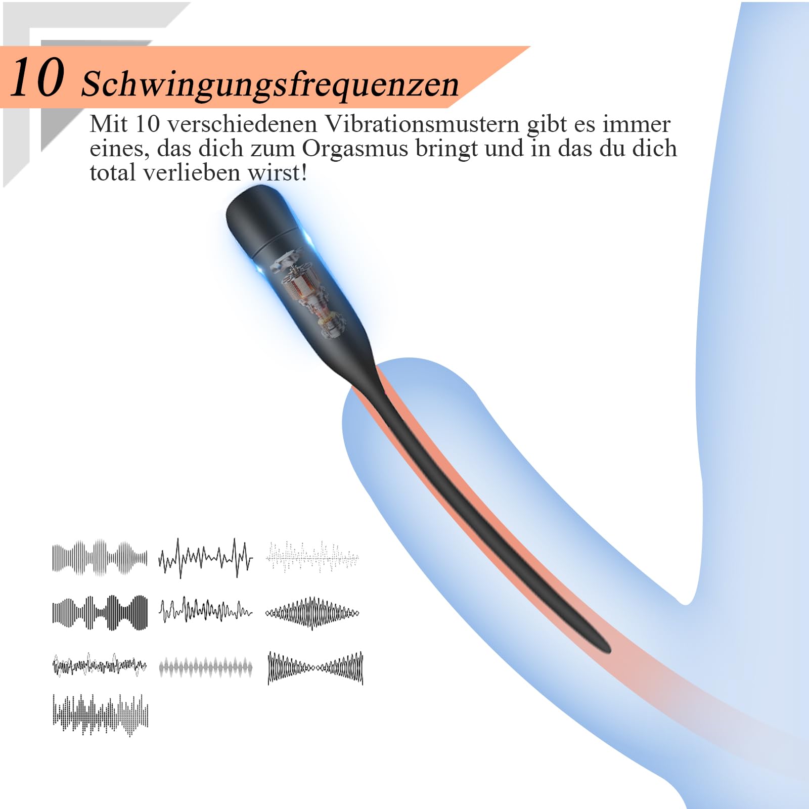 BDSMYEE Dilatatore Uretra Vibratore in Silicone con 10 Modalità di Vibrazione, Stimolazione del Pene Masturbatore Giocattolo Erotico Sessuale per Uomini (Corto)