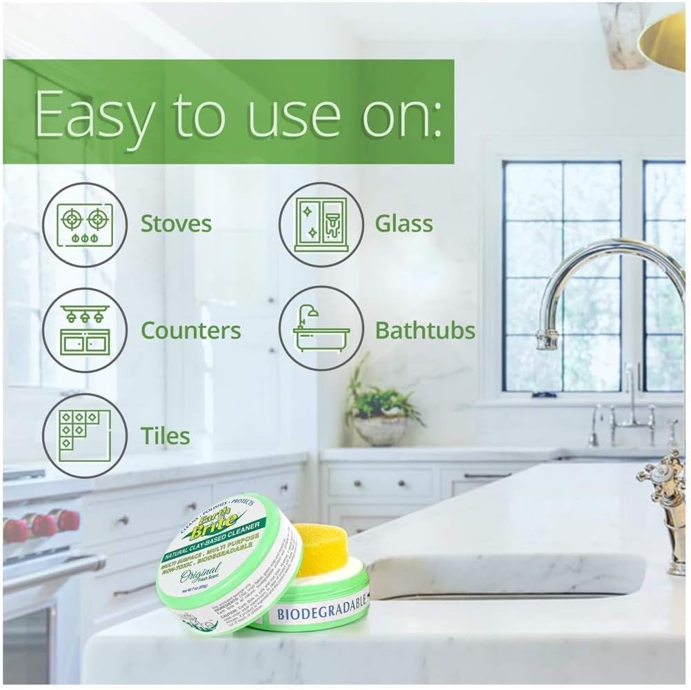 Earth Brite Clay Bar All Purpose Cleaner – Multi Surface Cleaner for Kitchens, Showers, and Hard Surfaces – 100% Natural Cleaning Product : Health & Household