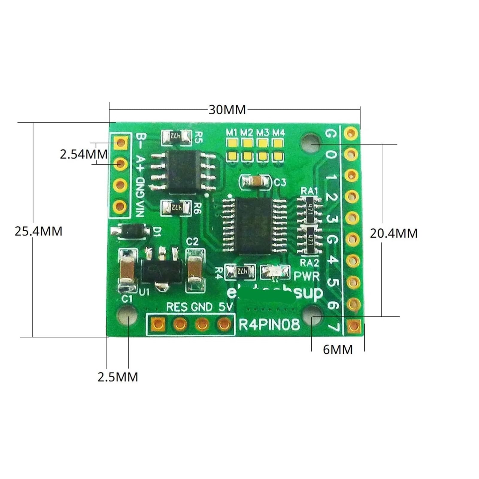 Modulo relè PLC Scheda di espansione 8CH DC 5V 12V 24V Modbus di ingresso e uscita PLC HMI IO Scheda di espansione R4PIN08 RS485 Scheda centrale pin da 2,54 mm(8DO,Only Board)