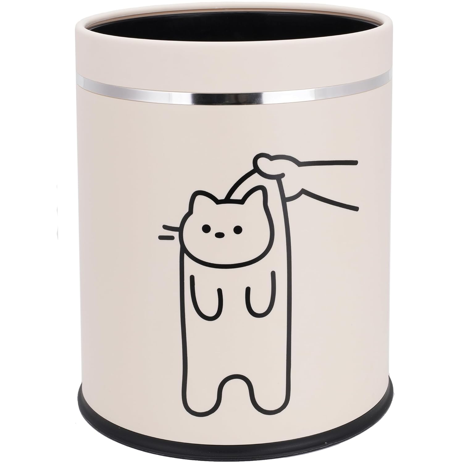 Juju Cat Trash Can - Cat Decor Garbage Can - Small Waste Basket for Bedroom - Garbage Bin Trashcan - Wastebasket Dustbin Trash Cans - 3.3 Gallon / 12.5 Liter (Bye)