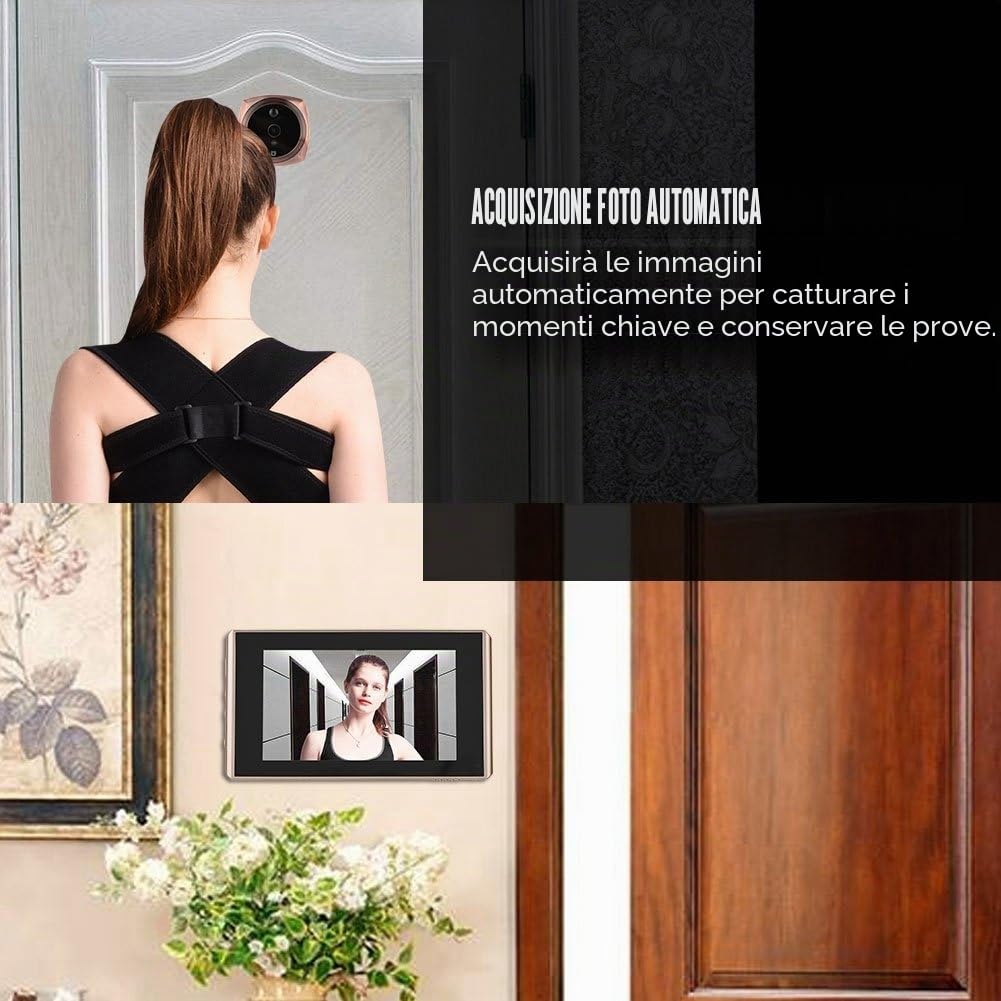 VBESTLIFE Telecamera spioncino, 4300E Digital Door Viewer e Campanello 1 Milioni di Pixel 4.3in LCD Screen Night Vision Campanello