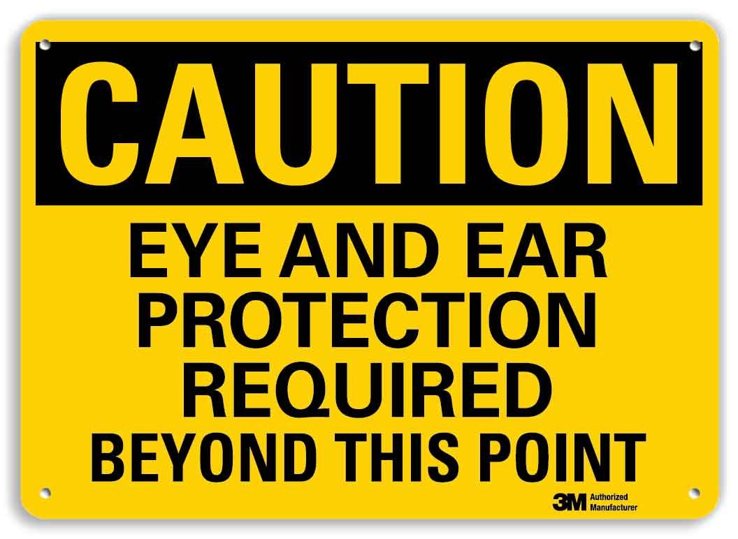 SmartSign - U9-1521-NA_10x14 "Caution - Eye And Ear Protection Required Beyond This Point" Sign | 10" x 14" Aluminum Black on Yellow — Amazon image 9