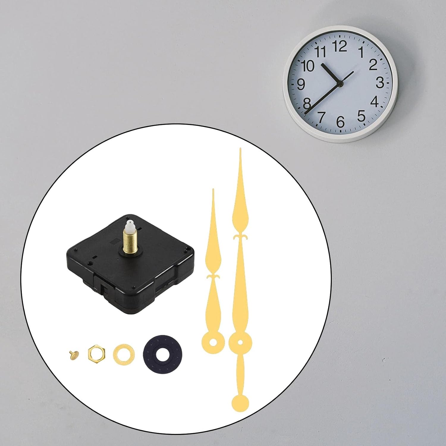 DIY Wall Clock Movement Mechanism, Long Shaft Clock Pointers Clock, Non Ticking Clock Motor, Aureate