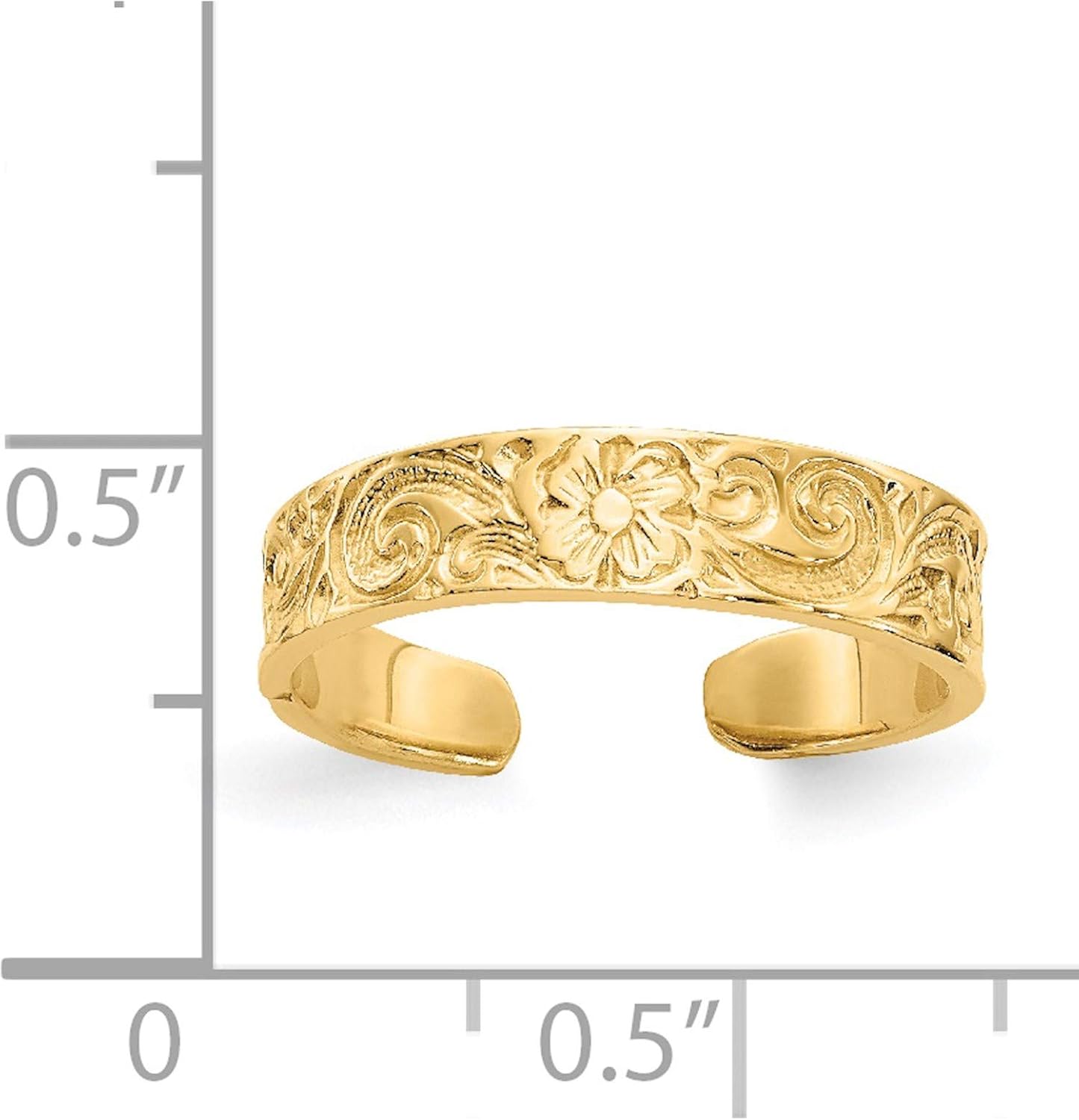 14K Yellow Gold Flower/Scroll Toe Ring - Jewelry By Sweet Pea