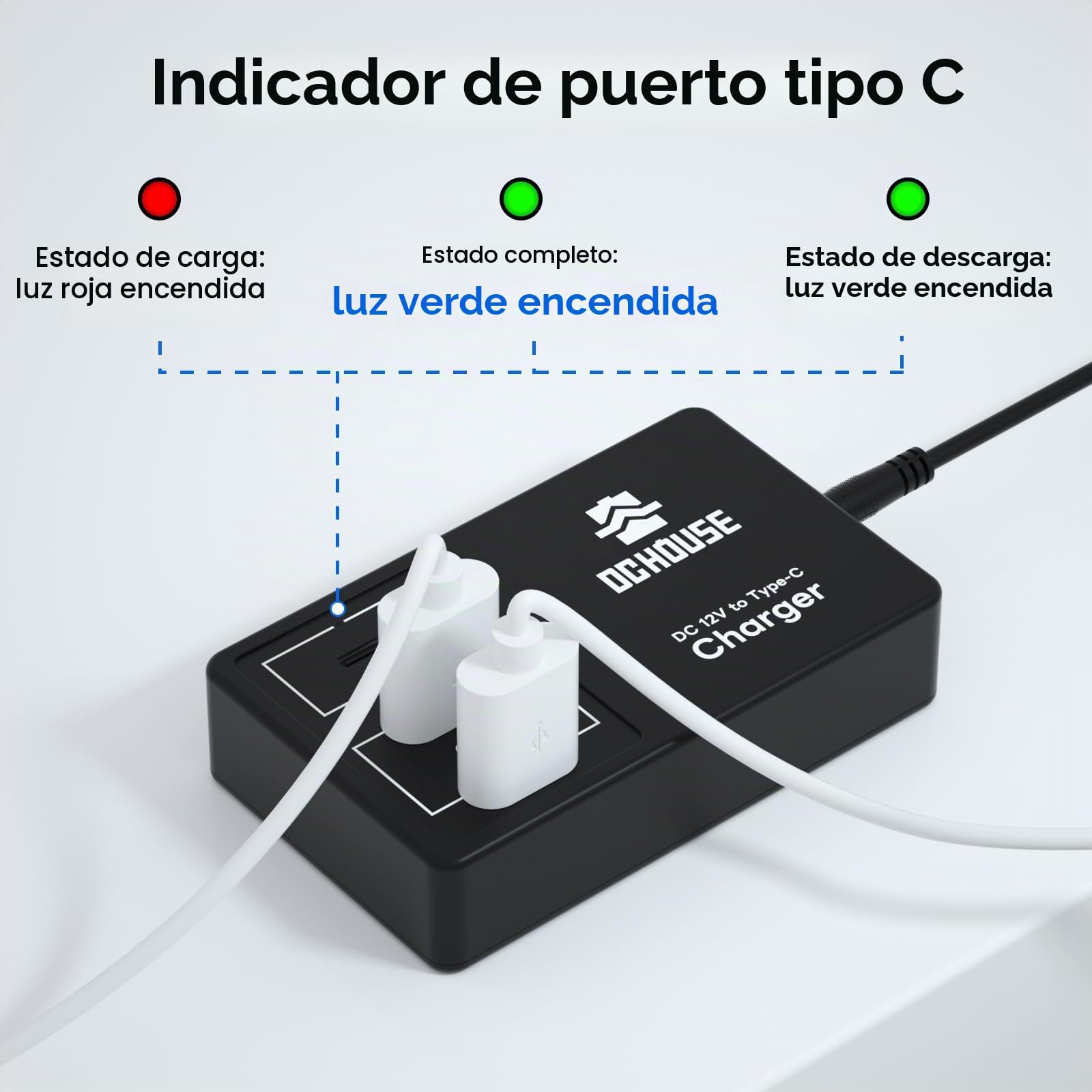 DCHOUSE Batería de Litio LiFePO4 de 12V 12Ah, DC 12V zu Typ-C & USB, con 3000 + Deep Cycle y protección BMS para autocaravanas, carritos de Golf, cortacésped, Panel Solar, Camping