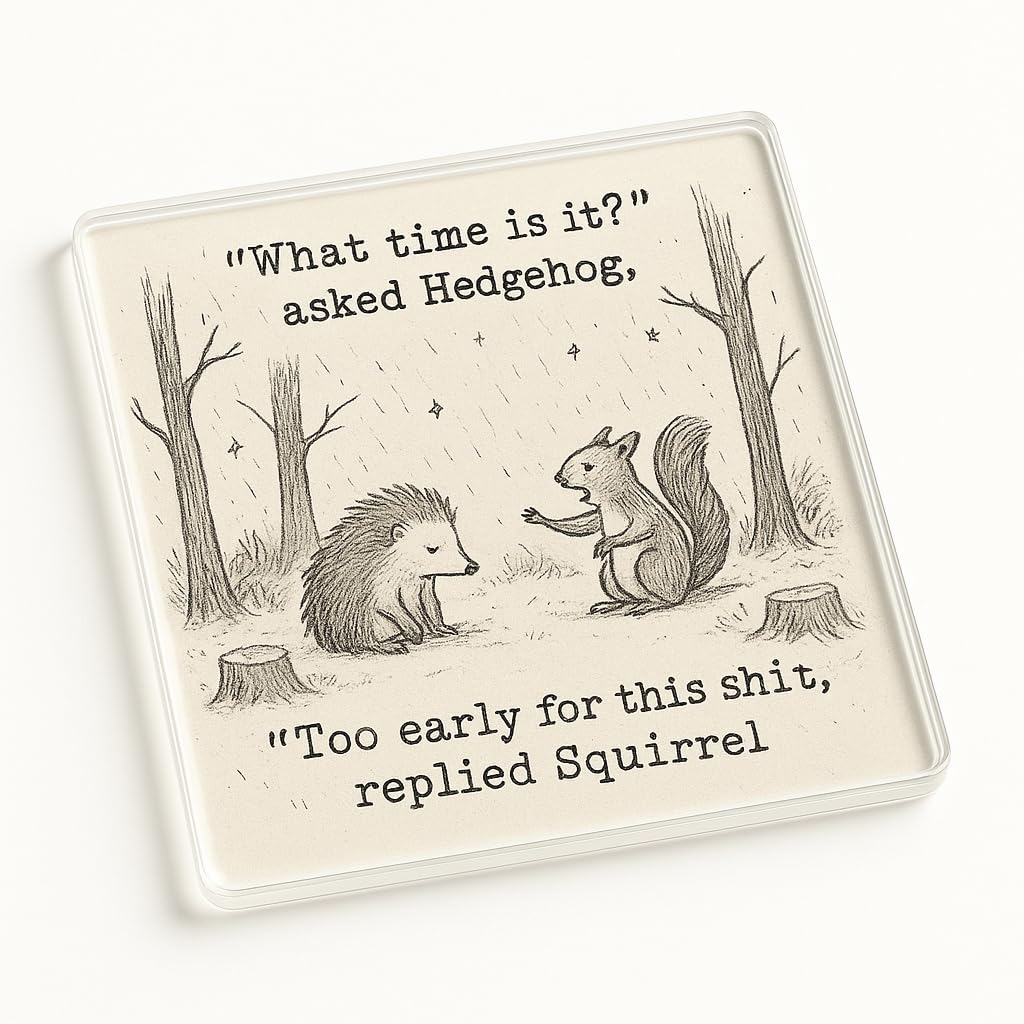 The Plum Penguin Forest Whimsy Acrylic Coaster Gift With Whimsical Forest Design - Charming Office Desk Decor For Secret Santa Or Colleague Surprise