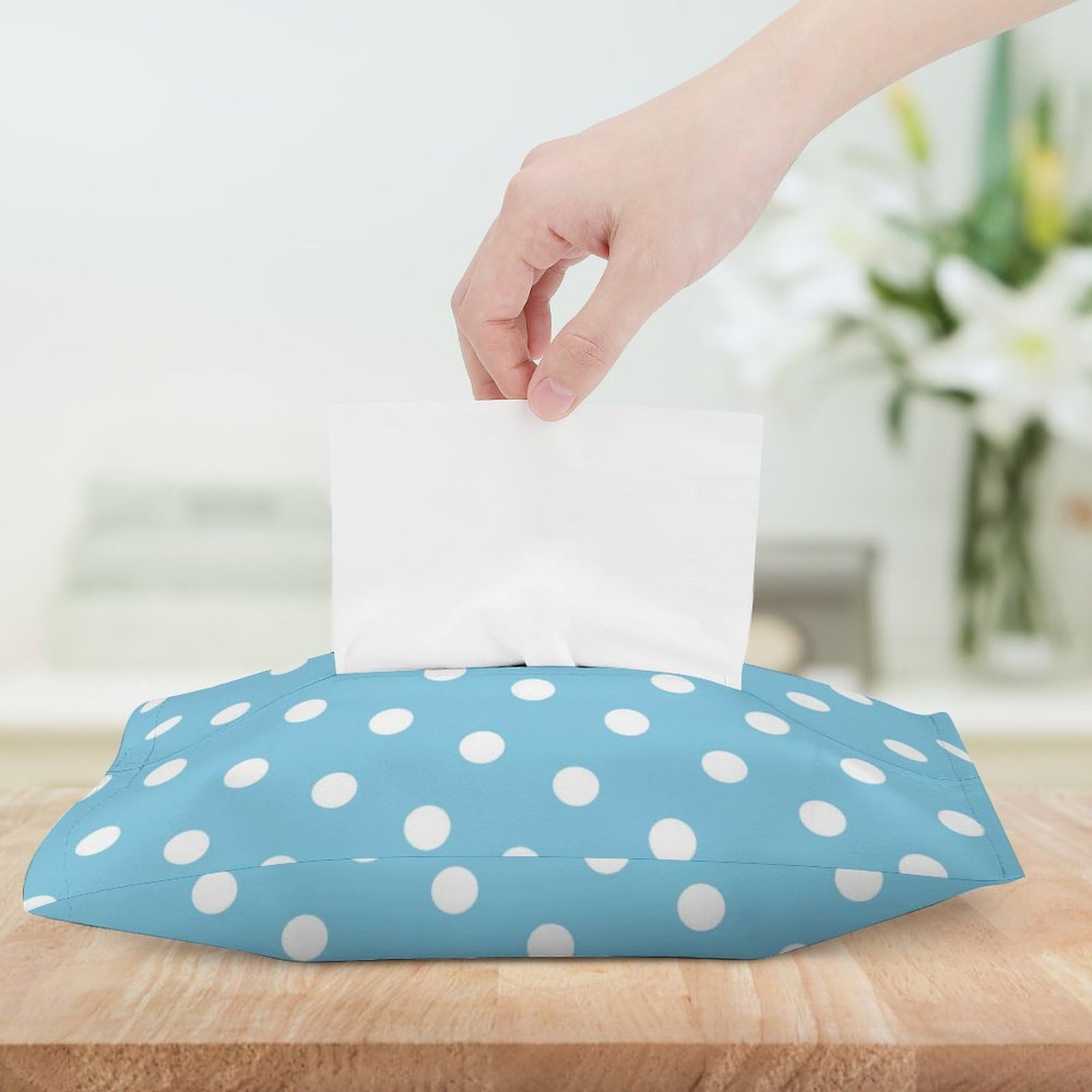 Amazon｜ティッシュケース 水色 ブルー ドット柄 水玉 ティッシュ