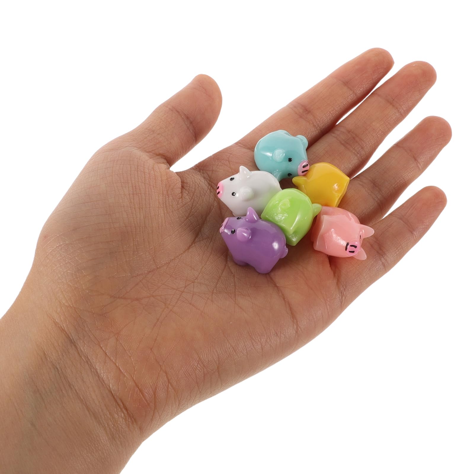 100 Mini Maialini In Resina Che Si Illuminano Al Buio - 6 Stili Per