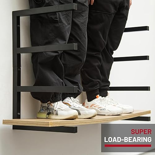 Miniatura 8 de Estantes de almacenamiento de madera para montar en la pared, adecuados para cobertizos, garajes y talleres, capaz de soportar 800 libras por nivel,