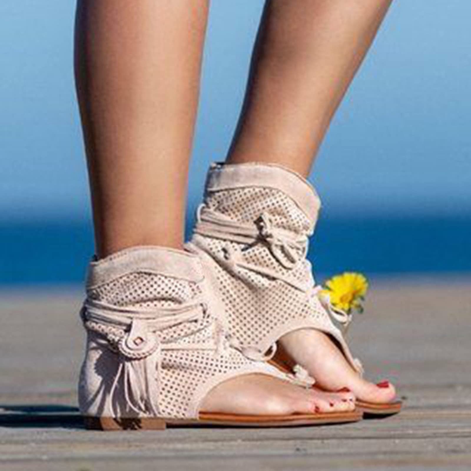 Générique Sandale Femme Confortable Chaussures De Marche Pantoufles Antidérapantes Basket Blanche Mules Et Sabots Sandales Corde Léger Décontracté Respirant Sneakers