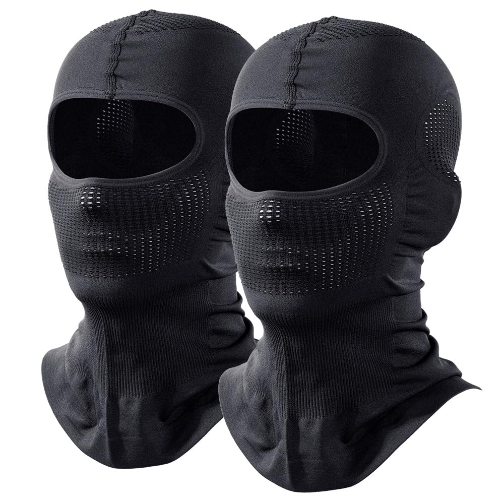 AXBXCX 2 Pieces Balaclava Ski Mask Men Breathable Face Mask for Men Women Motorcycle Fishing Skiing Cycling Black+Black