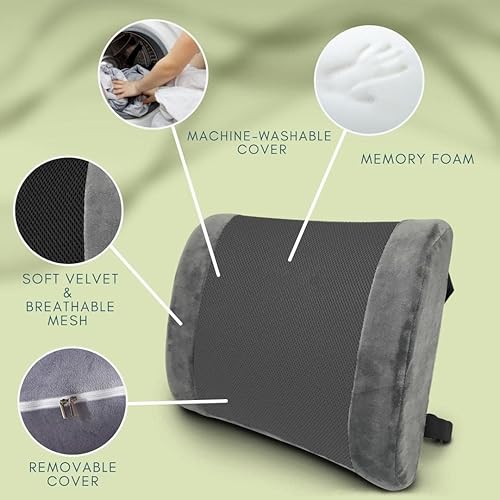 Miniatura 2 de Almohada extra firme con soporte lumbar triconométrico: Cojín ergonómico de apoyo para la espalda para silla de oficina y coche, dolor de espalda