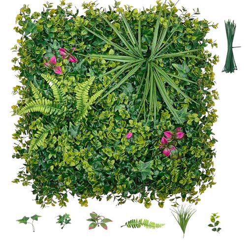 VEVOR Mur Végétal Artificiel 50,8x50,8 cm Haie Artificielle Lot de 12 Panneaux Feuillage Artificiel Brise Vue de Balcon pour Décoration, Mariage, Intérieur et...