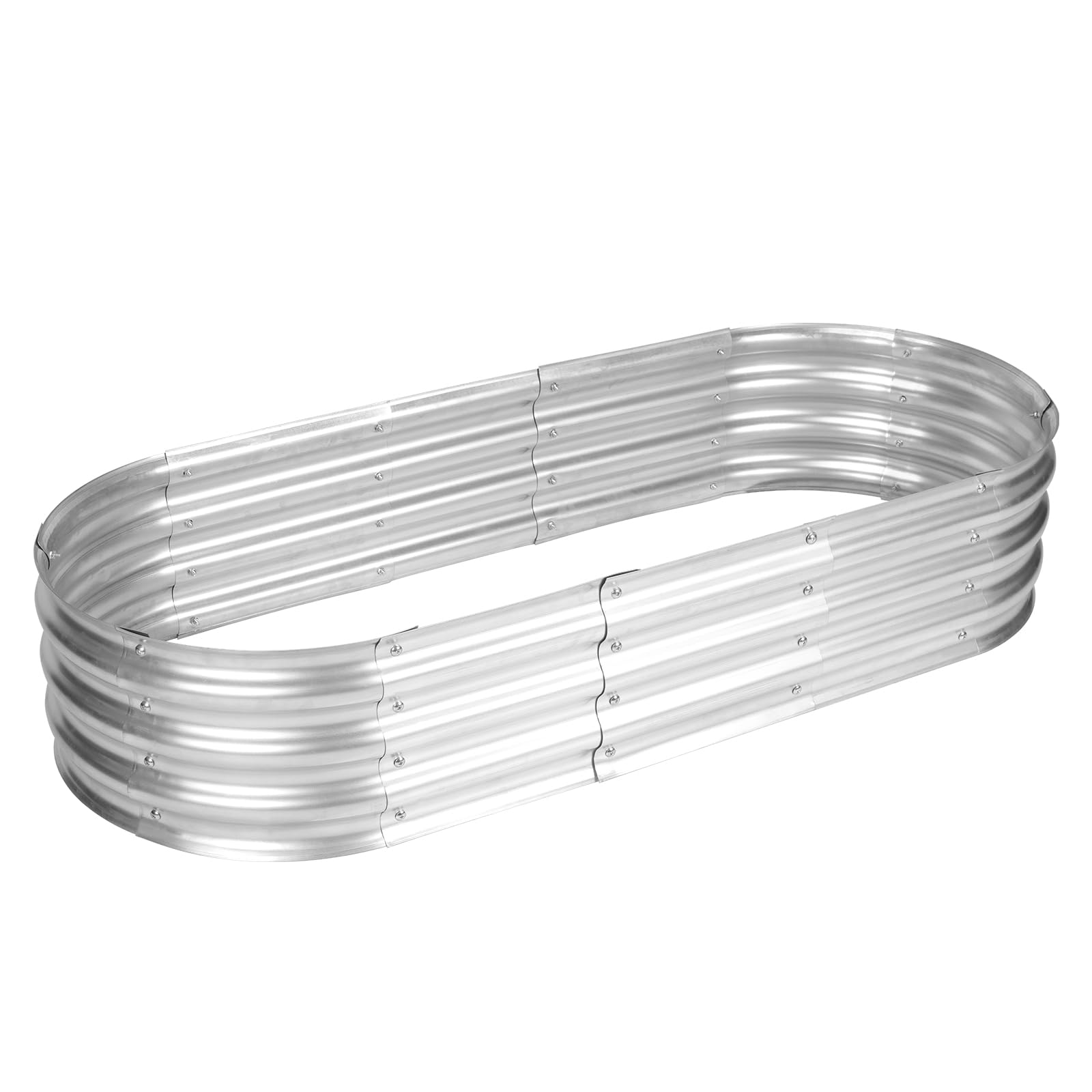 Cowvie Silver Galvanized Raised Garden Bed Kit, 150 X 60 X 30 Cm, Oval Planter Box For Vegetables, Flowers, And Herbs, Outdoor Use,