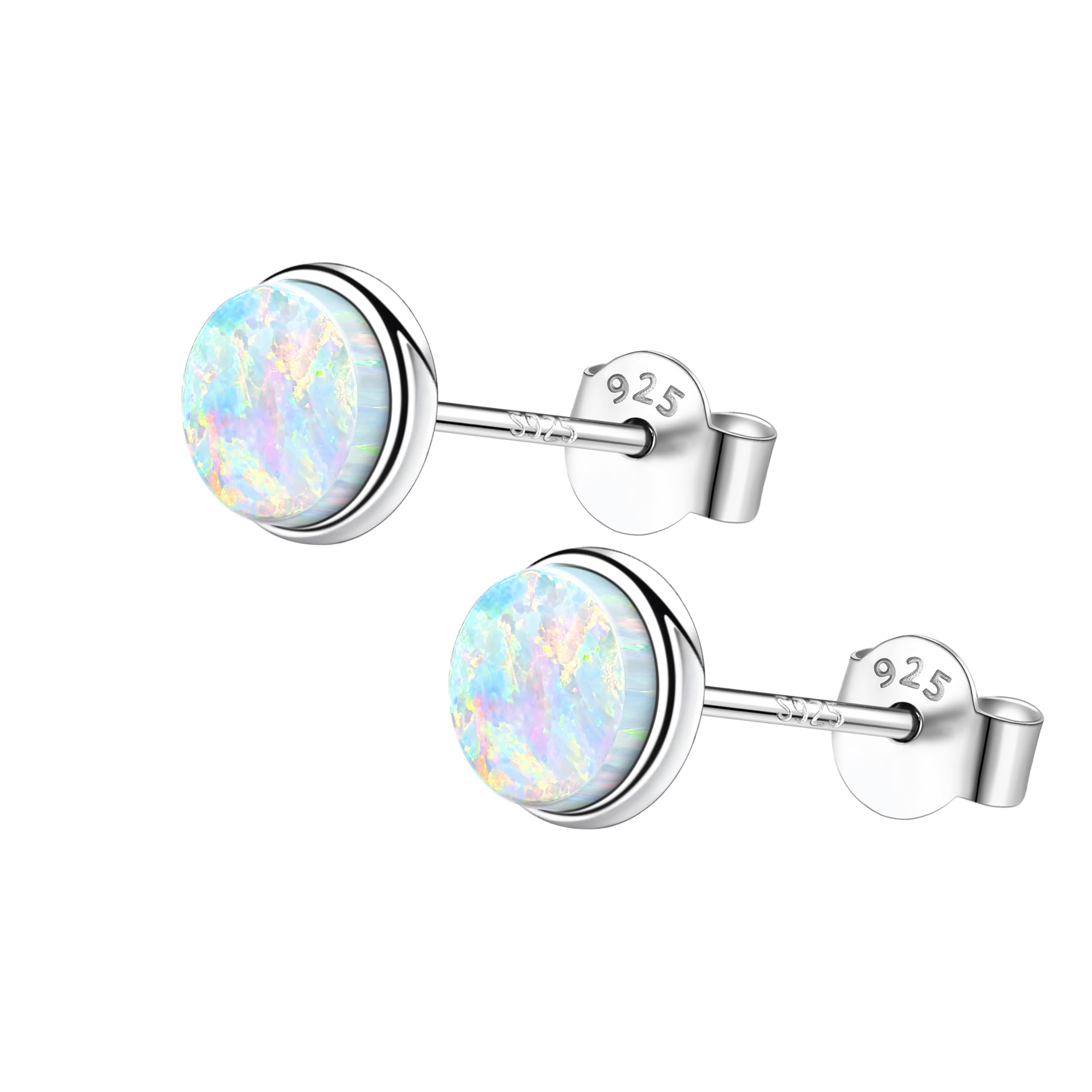 KristLand Opal Ohrstecker 925 Sterling Silber klein rund Geschenk Schmuck Ohrringe Damen Mädchen Muttertag Weihnachten Valentinstag